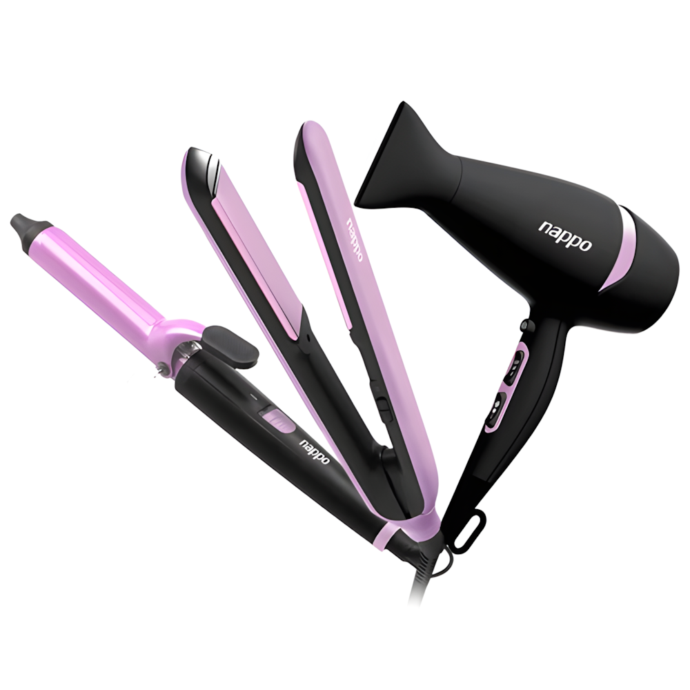 Kit Nappo 3 em 1 Secador Chapinha Modelador de Cachos 1500W Kit Nappo 3 em 1 Secador Chapinha Modelador de Cachos 1500W